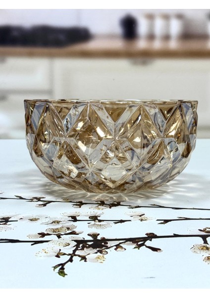 Cam Derin Model Kristal Kase Bal Rengi 24 Cm