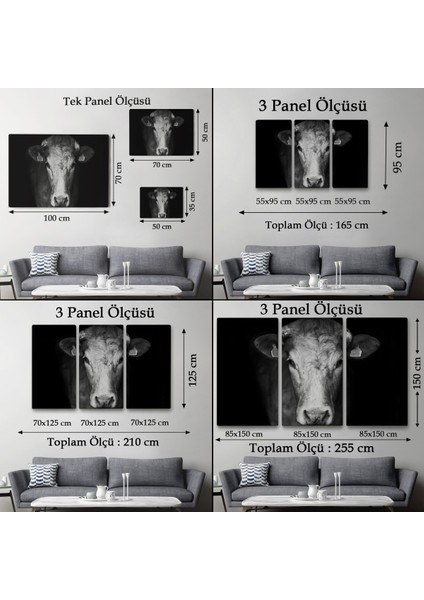 -Premier Kanvas Serileri- Inek Dekoratif Kanvas Tablo 1137