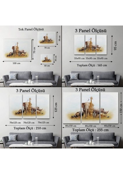 -Premier Kanvas Serileri- Hayvanlar Alemi Dekoratif Kanvas Tablo 1146