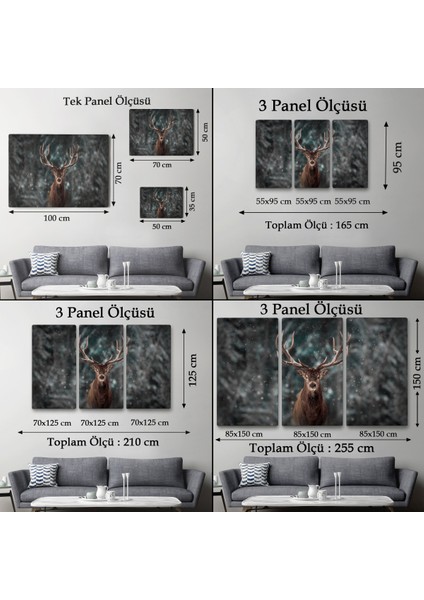 -Premier Kanvas Serileri- Geyik Dekoratif Kanvas Tablo 1164