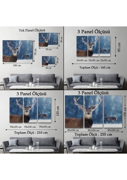 -Premier Kanvas Serileri- Geyik Dekoratif Kanvas Tablo 1168
