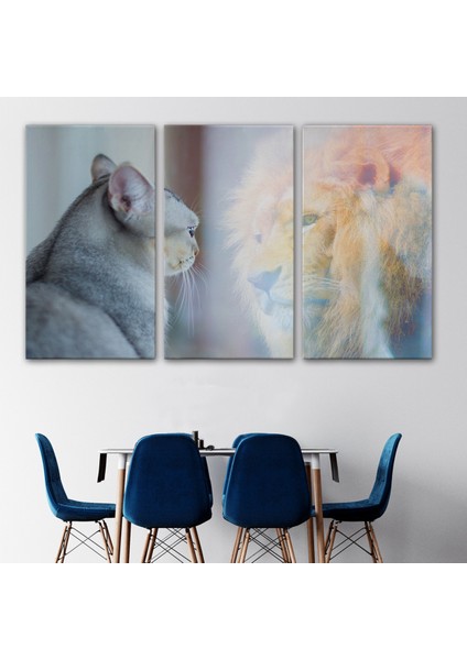 -Premier Kanvas Serileri- Kendini Aslan Gören Kedi Dekoratif Kanvas Tablo 1175 modelleri