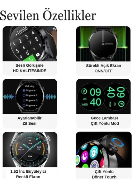 Watch Spor 46MM Amoled Ekran Yuvarlak Kasa 1.52 Inç Erkek Akıllı Saat Iphone Huawei Xiaomi Uyumlu 8 fiyatları