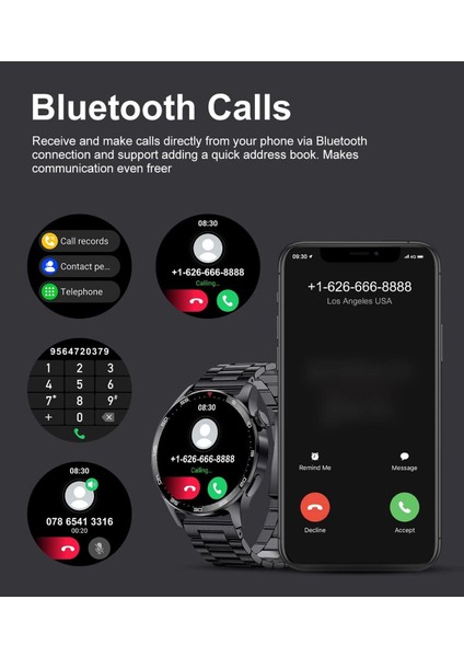 Watch Spor 46MM Amoled Ekran Yuvarlak Kasa 1.52 Inç Erkek Akıllı Saat Iphone Huawei Xiaomi Uyumlu 8 modelleri