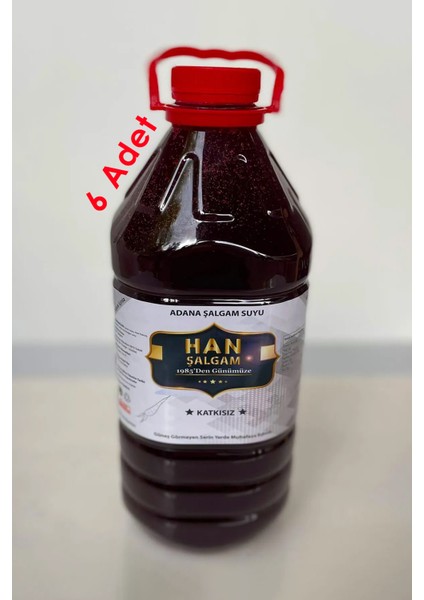 Şalgam Katkısız Adana Şalgamı Acılı 3 Lt (6 Adet)