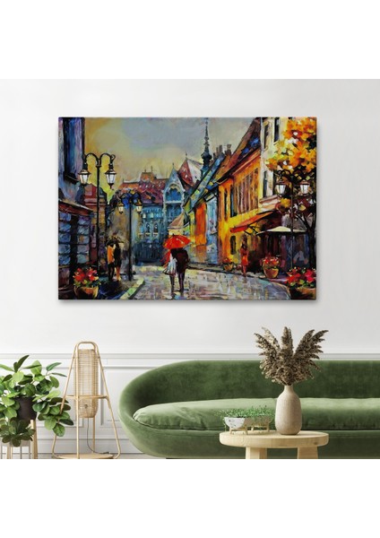 -Premier Kanvas Serileri- Kiev Ukrayna Sokak Manzarası Duvar TABLOSU-1213 fiyatları
