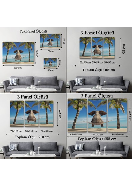 -Premier Kanvas Serileri- Fil Dekoratif Kanvas Tablo 1141