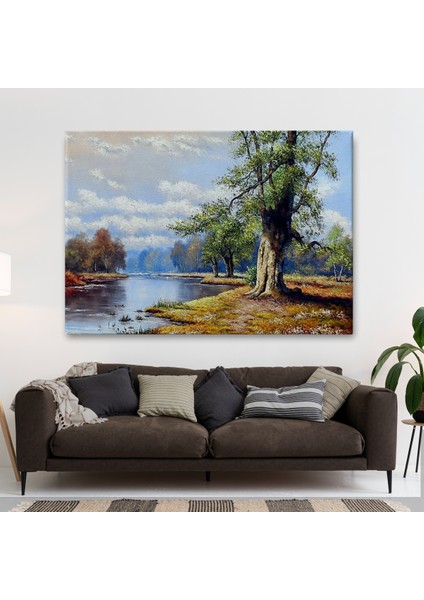 -Premier Kanvas Serileri- Ukrayna Nahir Manzarası Duvar TABLOSU-1206 fiyatları