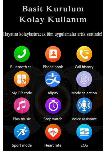 49MM Çift Kordon Kilitli Vidalı Gs Ultra 8 Max Watch 8 Ultra 2.08 Ekran Akıllı Saat indirimleri