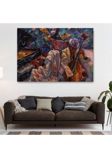 -Premier Kanvas Serileri- Caz Müziği Yapan Grup Duvar TABLOSU-1216 fiyatları