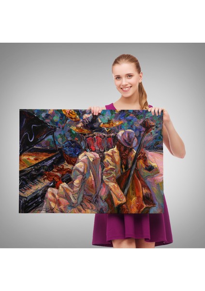 -Premier Kanvas Serileri- Caz Müziği Yapan Grup Duvar TABLOSU-1216 fırsatları