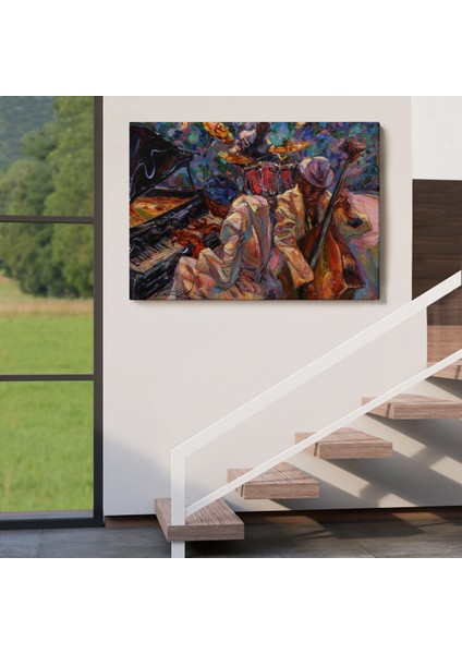 -Premier Kanvas Serileri- Caz Müziği Yapan Grup Duvar TABLOSU-1216 indirimleri