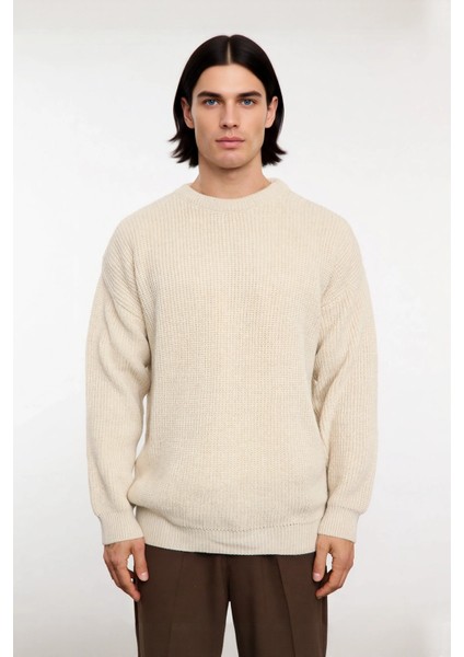 Erkek Geniş Kalıp Bisiklet Yaka Düz Baskısız Kalın Triko Kazak Kış Sezonu Için Ideal Model fiyatları