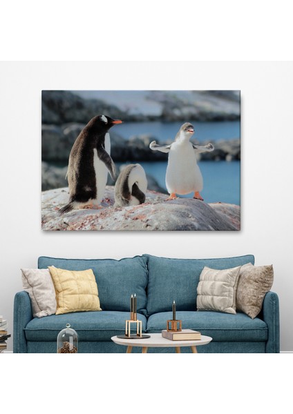 -Premier Kanvas Serileri- Mutlu Penguenler Dekoratif Kanvas Tablo 1172 fiyatları