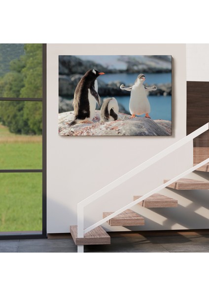 -Premier Kanvas Serileri- Mutlu Penguenler Dekoratif Kanvas Tablo 1172 indirimleri