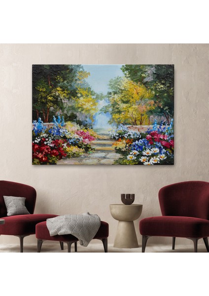 -Premier Kanvas Serileri- Yaz Ormanı ve Renkli Güzel Çiçekler Kanvas Duvar TABLOSU-1190 fiyatları