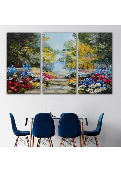 -Premier Kanvas Serileri- Yaz Ormanı ve Renkli Güzel Çiçekler Kanvas Duvar TABLOSU-1190 modelleri