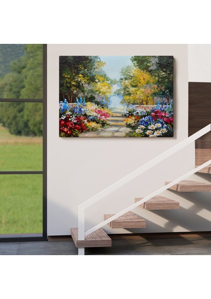 -Premier Kanvas Serileri- Yaz Ormanı ve Renkli Güzel Çiçekler Kanvas Duvar TABLOSU-1190 indirimleri