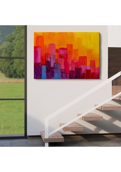 -Premier Kanvas Serileri- Renkli Şehir Silüeti Duvar TABLOSU-1223 indirimleri