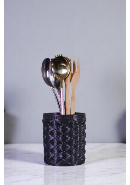 Tezgah Üstü Kaşıklık Dekoratif Dik Kaşıklık Silindir Kaşıklık Beyaz Renk Model 85