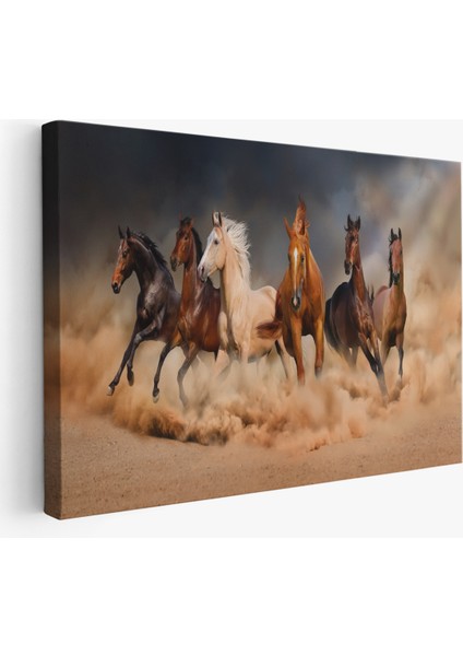 -Premier Kanvas Serileri- Koşan Atlar Dekoratif Kanvas Tablo 1126