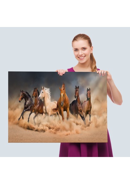 -Premier Kanvas Serileri- Koşan Atlar Dekoratif Kanvas Tablo 1126 fırsatları