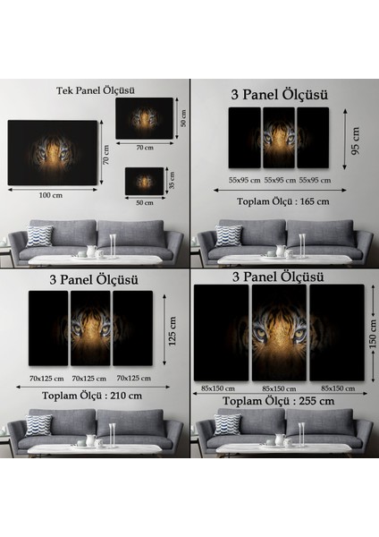 -Premier Kanvas Serileri- Kaplan Gözleri Dekoratif Kanvas Tablo 1161
