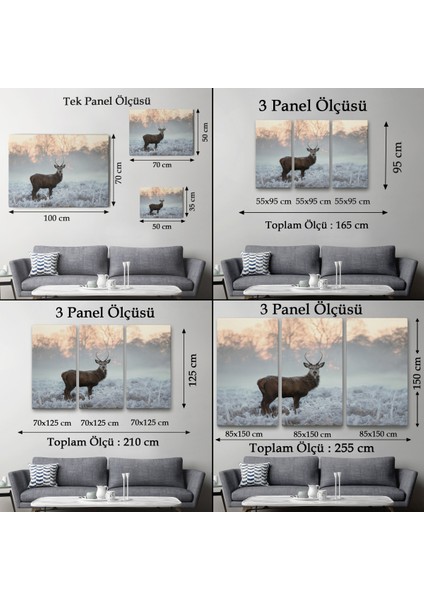 -Premier Kanvas Serileri- Geyik Dekoratif Kanvas Tablo 1166