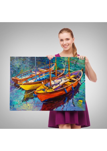 -Premier Kanvas Serileri- Okyanus Üzerinde Gün Batımı Tekne ve Deniz Kanvas Duvar TABLOSU-1194 fırsatları