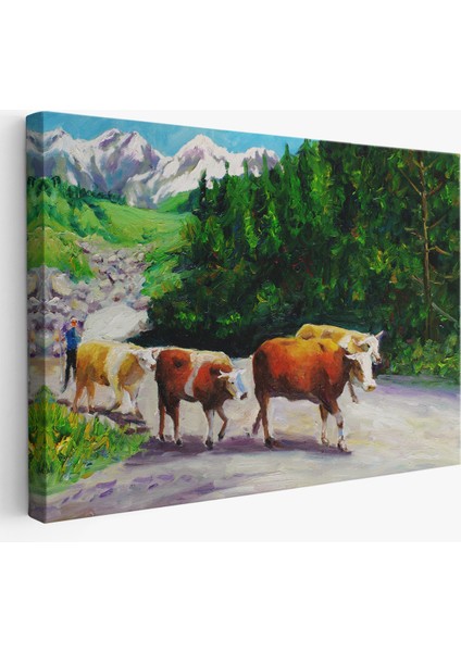 -Premier Kanvas Serileri- Otlayan Boğa Kanvas Duvar TABLOSU-1183