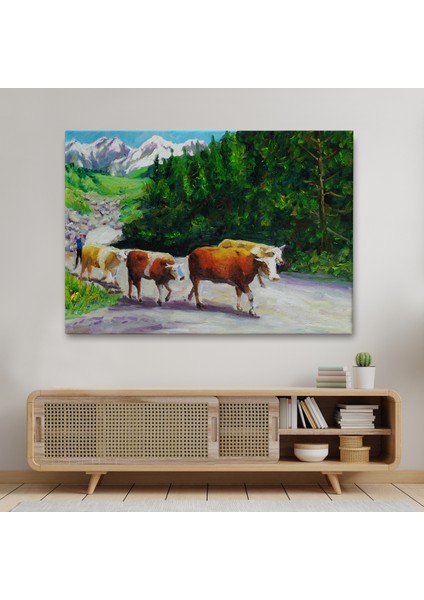 -Premier Kanvas Serileri- Otlayan Boğa Kanvas Duvar TABLOSU-1183 fiyatları