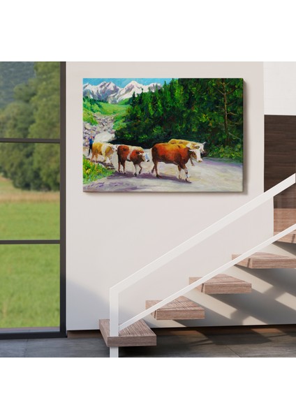 -Premier Kanvas Serileri- Otlayan Boğa Kanvas Duvar TABLOSU-1183 indirimleri