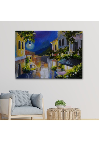-Premier Kanvas Serileri- Fenerli Deniz Manzaralı Sokak, Kanvas Duvar TABLOSU-1189 fiyatları