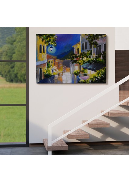 -Premier Kanvas Serileri- Fenerli Deniz Manzaralı Sokak, Kanvas Duvar TABLOSU-1189 indirimleri