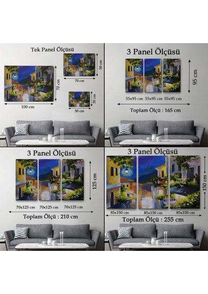 -Premier Kanvas Serileri- Fenerli Deniz Manzaralı Sokak, Kanvas Duvar TABLOSU-1189