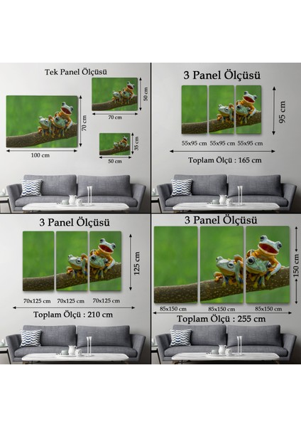 -Premier Kanvas Serileri- Küçük Kurbağalar Dekoratif Kanvas Tablo 1179