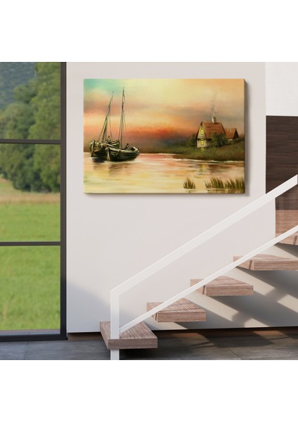 -Premier Kanvas Serileri- Rusya Köy Balıkçıları Manzara Duvar TABLOSU-1229 indirimleri
