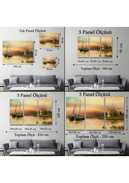 -Premier Kanvas Serileri- Rusya Köy Balıkçıları Manzara Duvar TABLOSU-1229