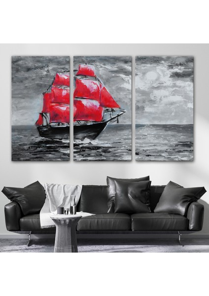 -Premier Kanvas Serileri- Okyanustaki Kırmızı Yelkenli Duvar TABLOSU-1205 modelleri