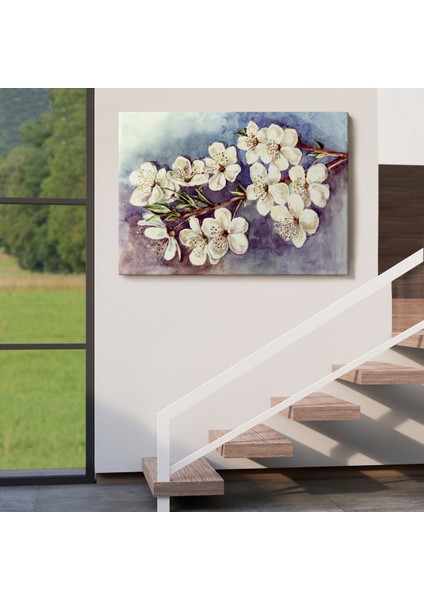 -Premier Kanvas Serileri- Beyaz Erik Çiçekleri Duvar TABLOSU-1234 indirimleri