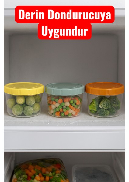 3'lü Renkli Kapaklı 500ML Saklama Kabı Seti Organizer Sağlam Derin Dondurucuya Mikrodalgaya Uygun fiyatları