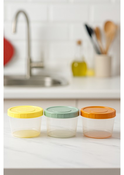 3'lü Renkli Kapaklı 500ML Saklama Kabı Seti Organizer Sağlam Derin Dondurucuya Mikrodalgaya Uygun fırsatları