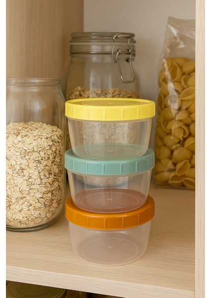 3'lü Renkli Kapaklı 500ML Saklama Kabı Seti Organizer Sağlam Derin Dondurucuya Mikrodalgaya Uygun indirimleri