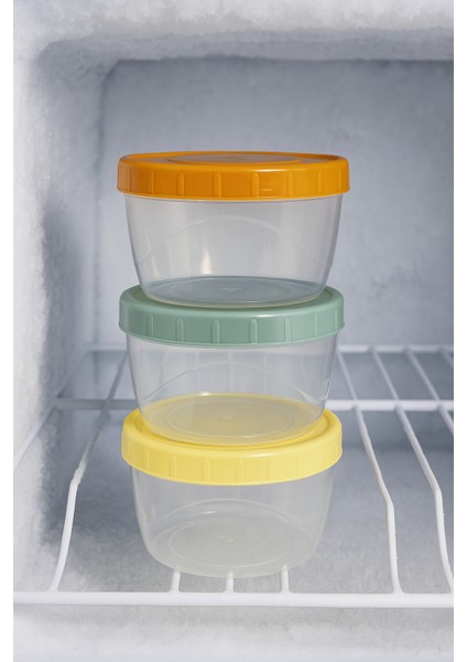 3'lü Renkli Kapaklı 500ML Saklama Kabı Seti Organizer Sağlam Derin Dondurucuya Mikrodalgaya Uygun