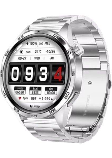 Watch Gt4 Klasik Erkek 46MM Gümüş Akıllı Saat Bluetooth Sesli Görüşmeli Iphone Huawei Uyumlu 8,9,10