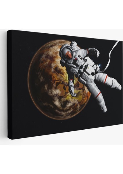 -Premier Kanvas Serileri- Gezegenin Arka Planındaki Astronot Kanvas Duvar TABLOSU-1182
