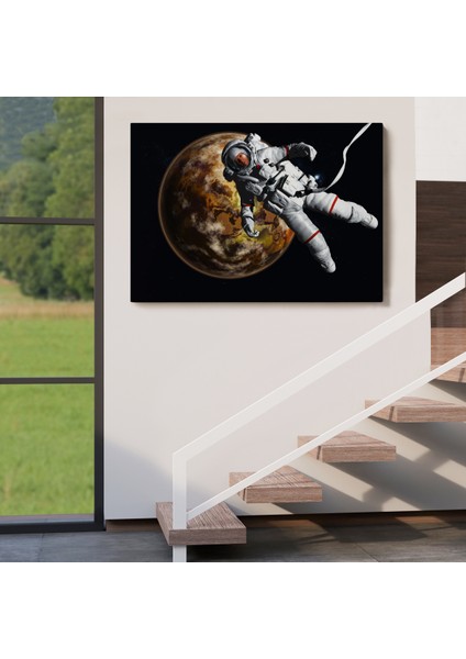 -Premier Kanvas Serileri- Gezegenin Arka Planındaki Astronot Kanvas Duvar TABLOSU-1182 indirimleri