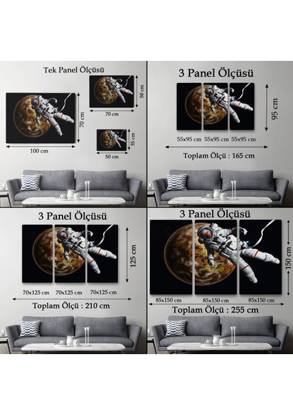 -Premier Kanvas Serileri- Gezegenin Arka Planındaki Astronot Kanvas Duvar TABLOSU-1182