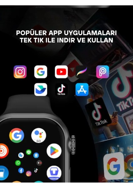 Hw S10 Call Btk Sim Kartlı Kameralı Yapay Zeka Android Amoled Ekran Akıllı Saat indirimleri