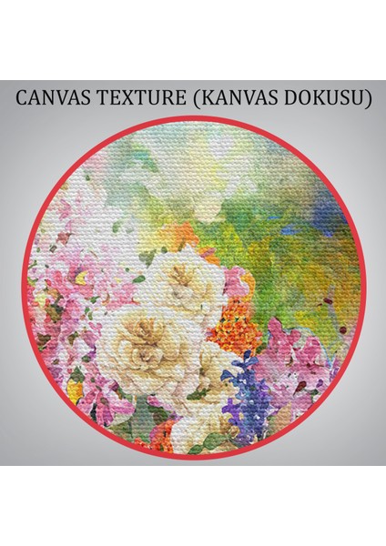 -Premier Kanvas Serileri- Suluboya Görünümlü Çok Renkli Çiçek Manzaralı Kanvas TABLO-1196
